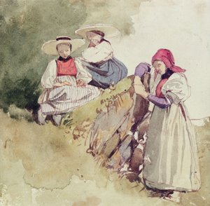 Drie vrouwen door Richard Parkes Bonington
